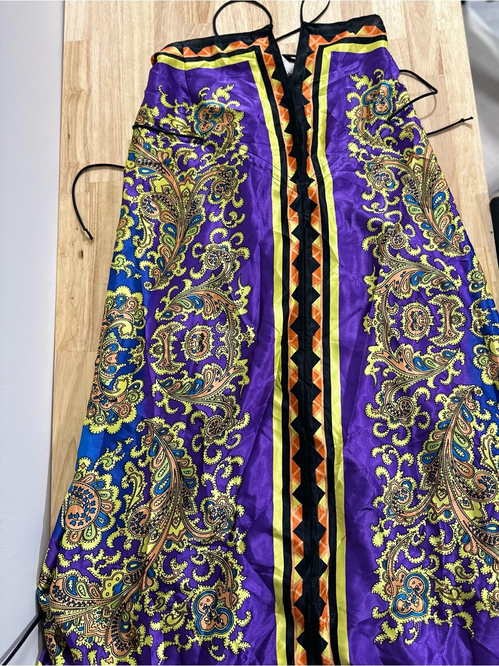 Vintage Rubber Ducky Productions, Inc. Purple and Blue Paisley Y2K Scarf Dress - Picture 2 of 4